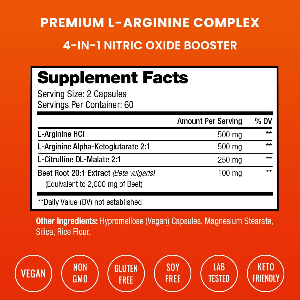 NutraChamps extra strength amino acid complex capsules dietary supplement facts label