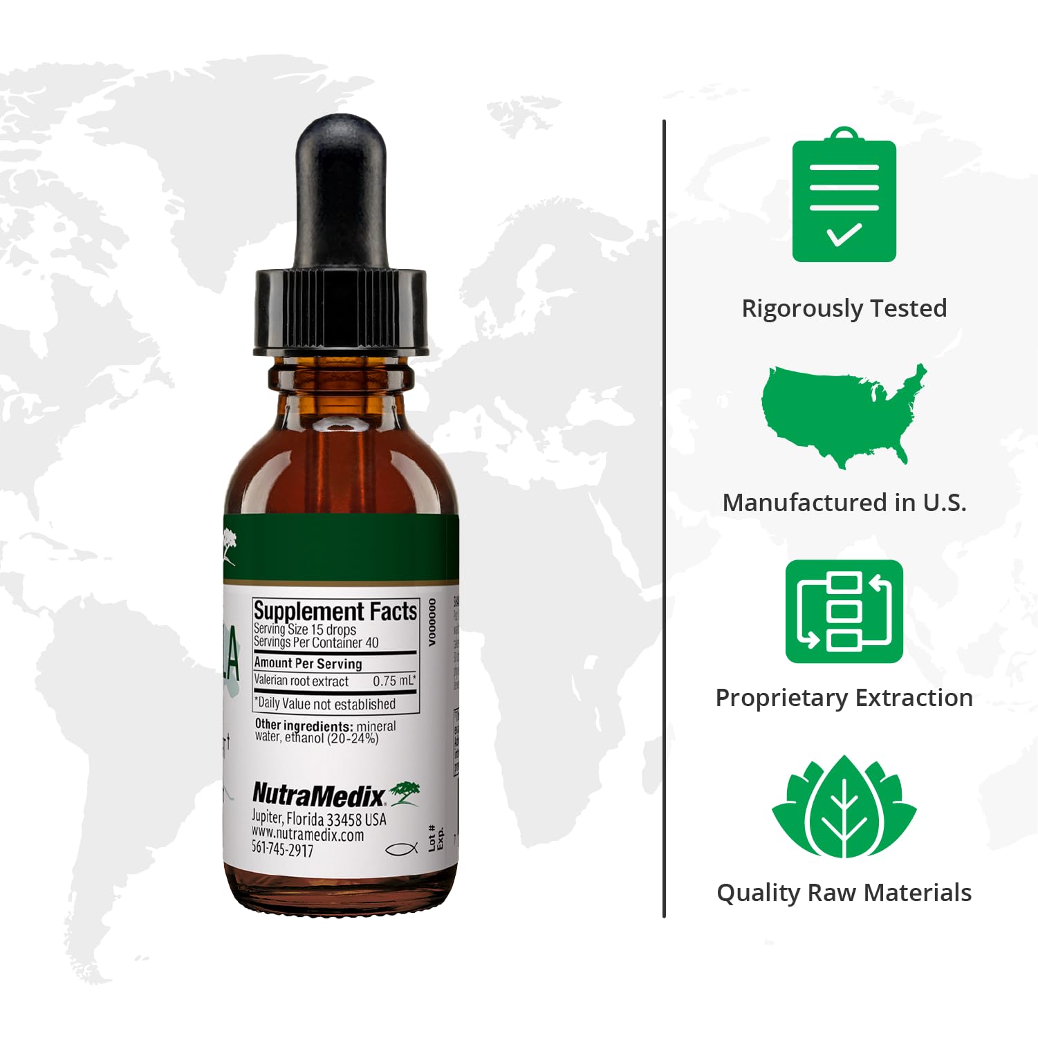 NutraMedix Valerian Root Extract liquid supplement packaging details
