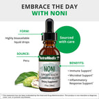 Authentic USA imported NutraMedix Noni liquid drops product packaging display.