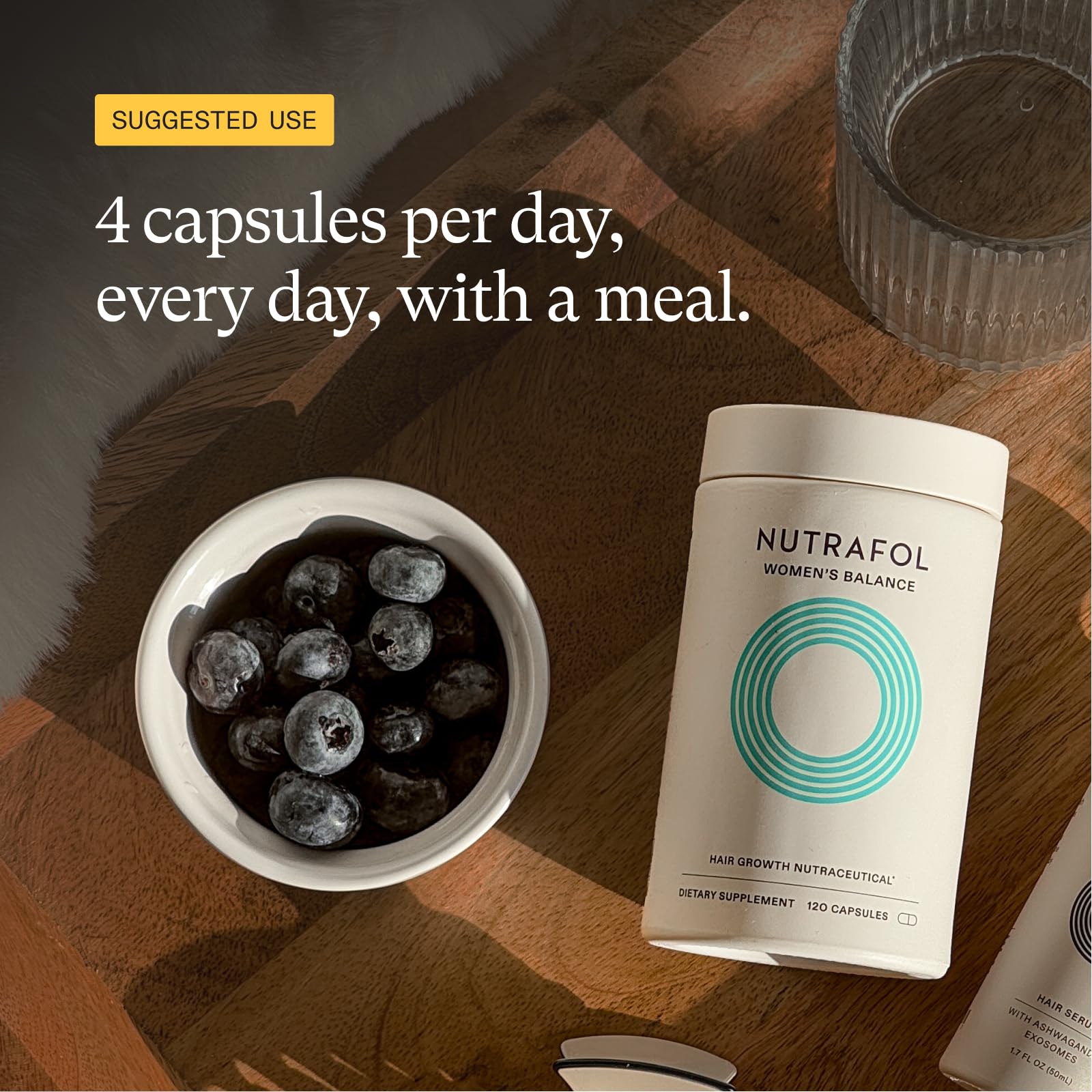 Nutrafol Womens Balance hair growth regimen daily dosage capsules orientation