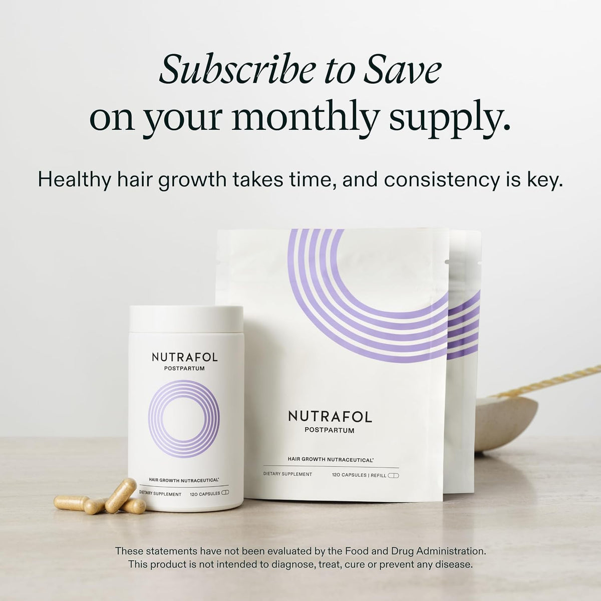 Nutrafol Postpartum nutritional information supplement panel