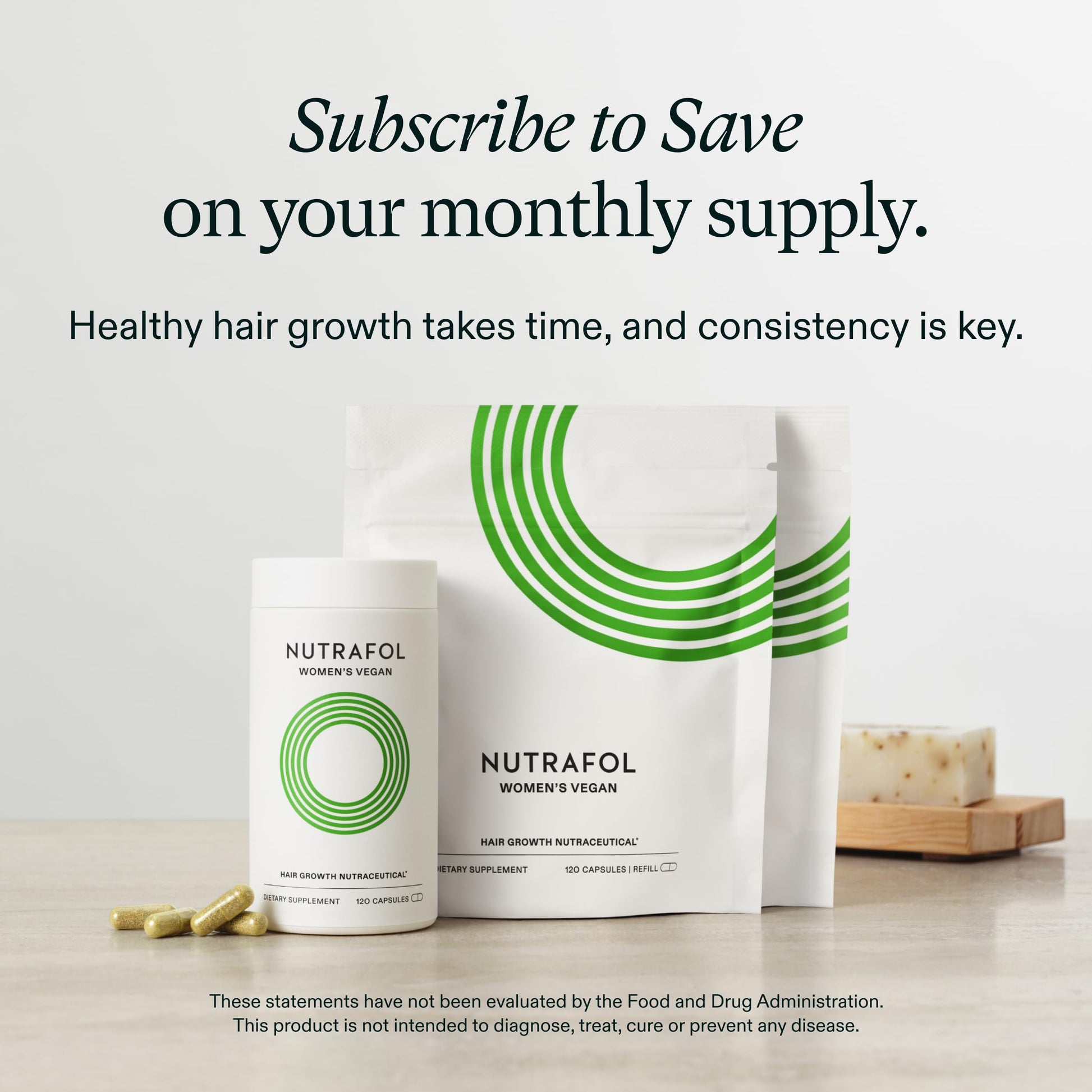Nutrafol Synergen Plant Complex hair supplement capsules display