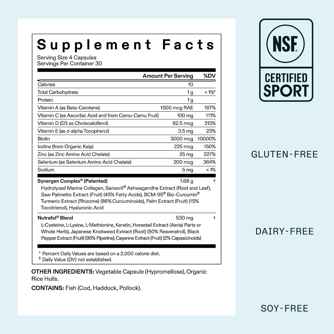 Nutrafol root cause formula highlights for hair thinning