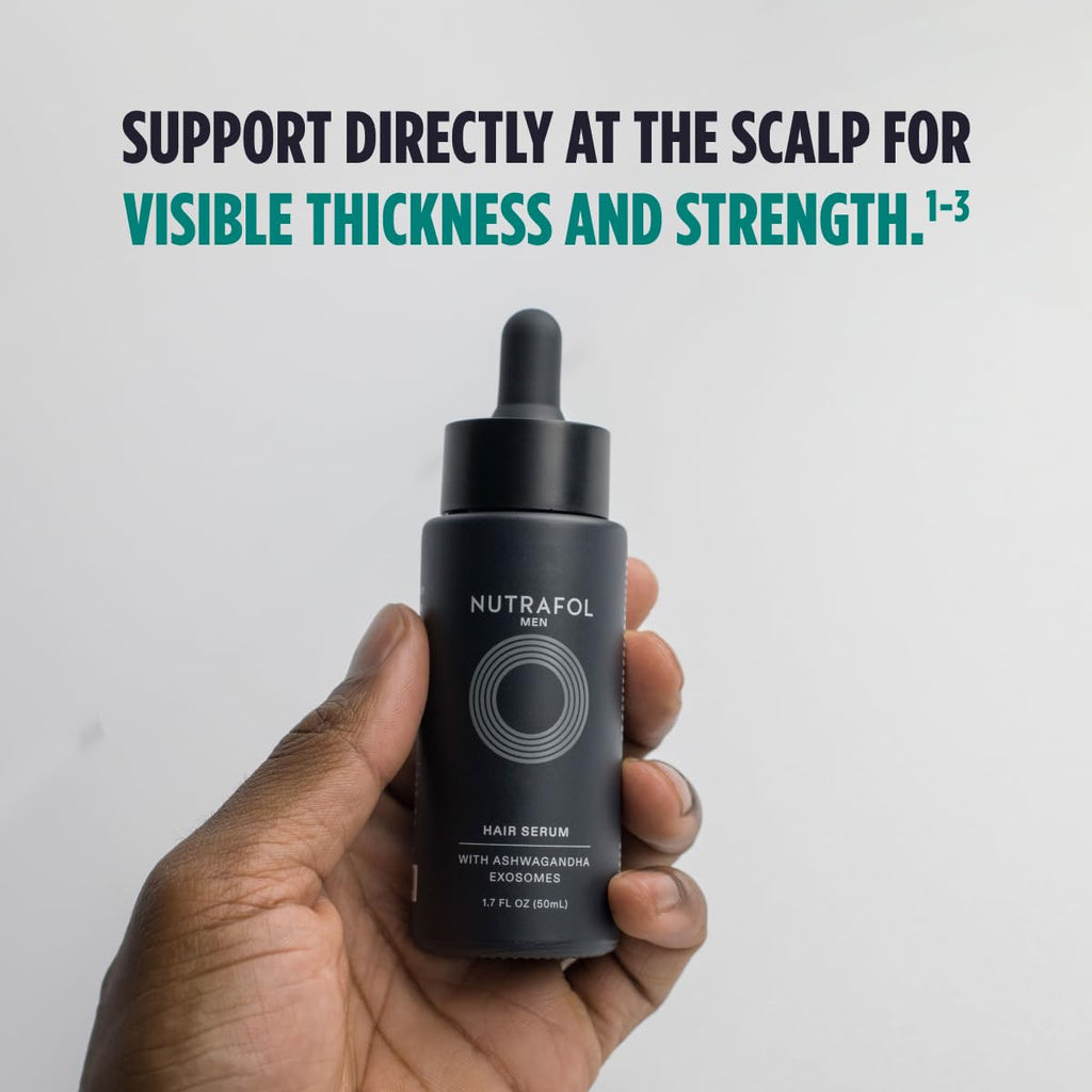 Nutrafol scalp activator serum bottle showcasing nozzle applicator