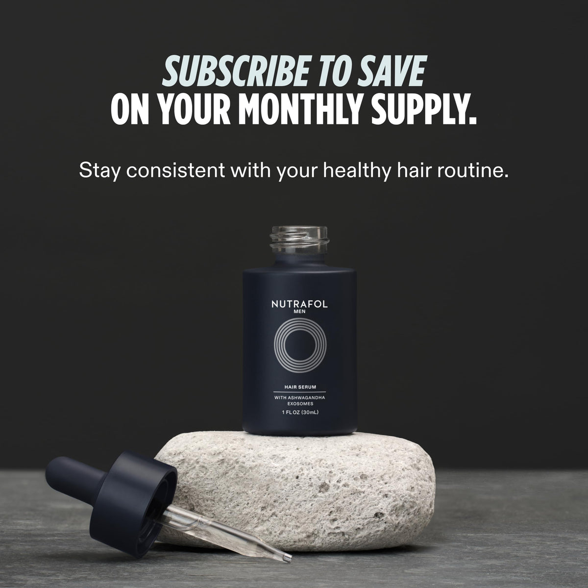 Nutrafol men hair serum side profile bottle shot