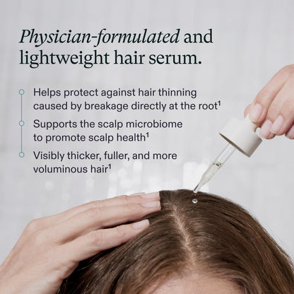 Authentic Nutrafol hair serum packaging detailing ashwagandha exosome benefits
