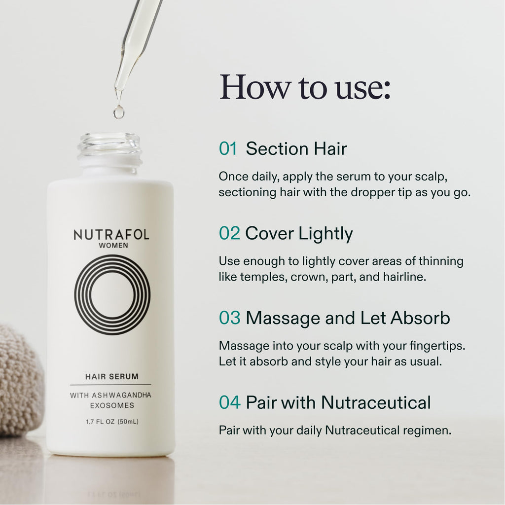 Nutrafol hair serum lifestyle application visual
