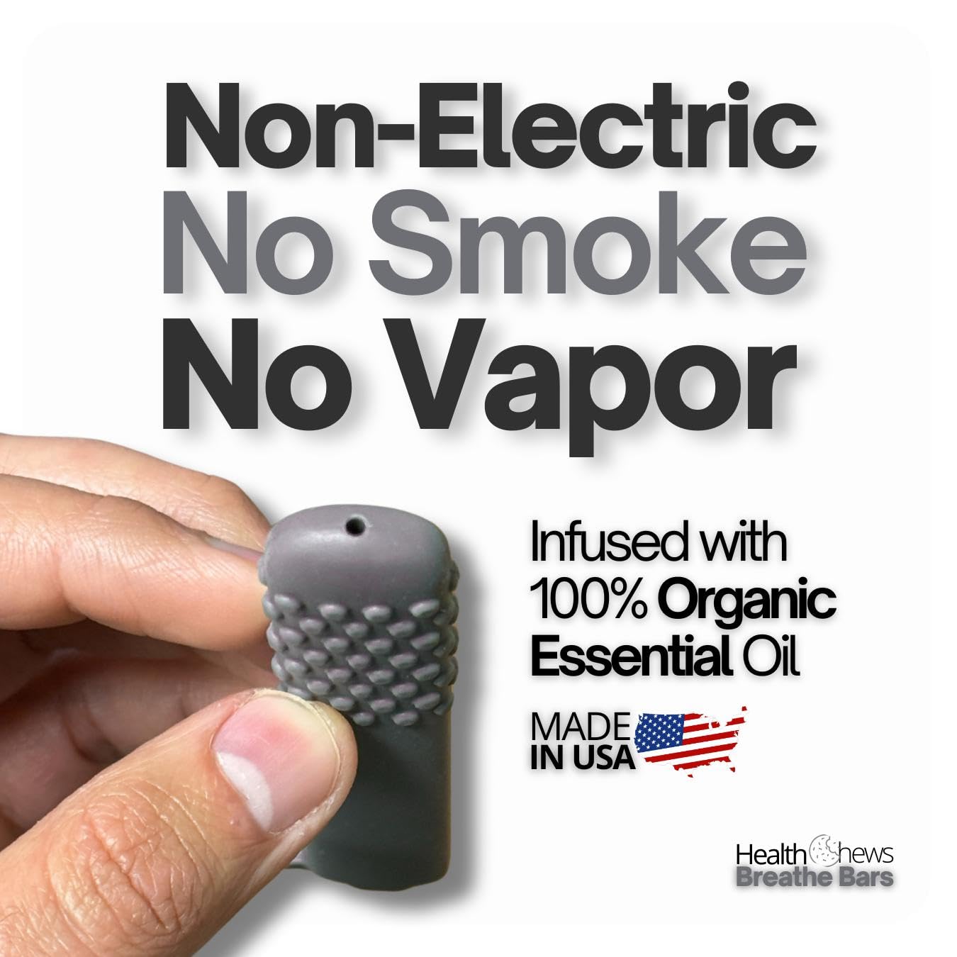 Health Chews natural vaping alternative highlighting the bite-resistant tip for oral fixation relief.