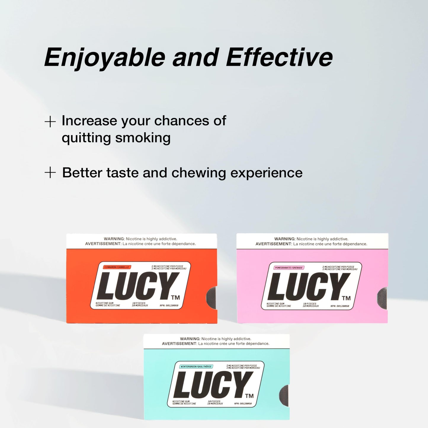 Authentic Lucy sugar free nicotine gum pieces close up look