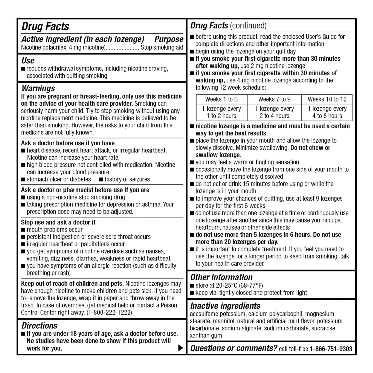 Close-up of the drug facts and warning label on imported GoodSense lozenges