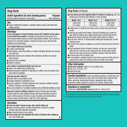 Habitrol nicotine replacement therapy gum box back clear warning text