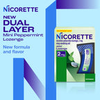 Nicorette Peppermint flavor mini lozenges dual layer tablet close up shot