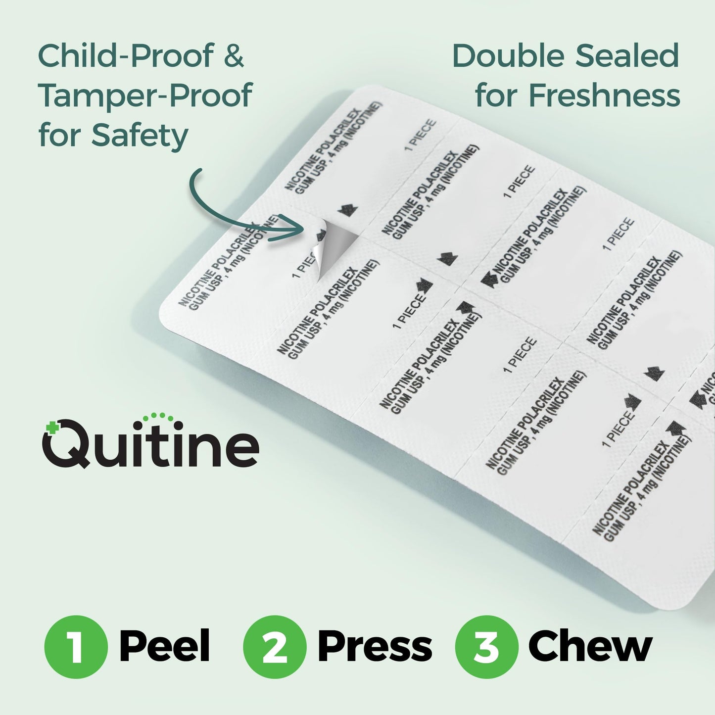 Top view of the premium imported Quitine smoking cessation support value pack highlighting the 240 piece count