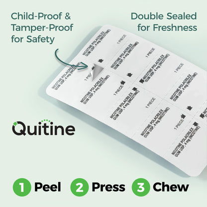 Top view of the premium imported Quitine smoking cessation support value pack highlighting the 240 piece count