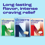 Nicorette 4 milligram nicotine polacrilex gum dual pack displaying drug facts panel and usage warnings