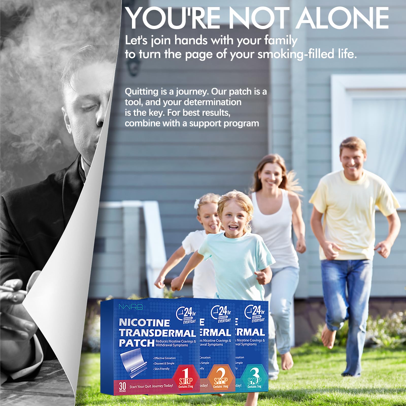 Close up of the transdermal nicotine patch delivery system package for effective craving control