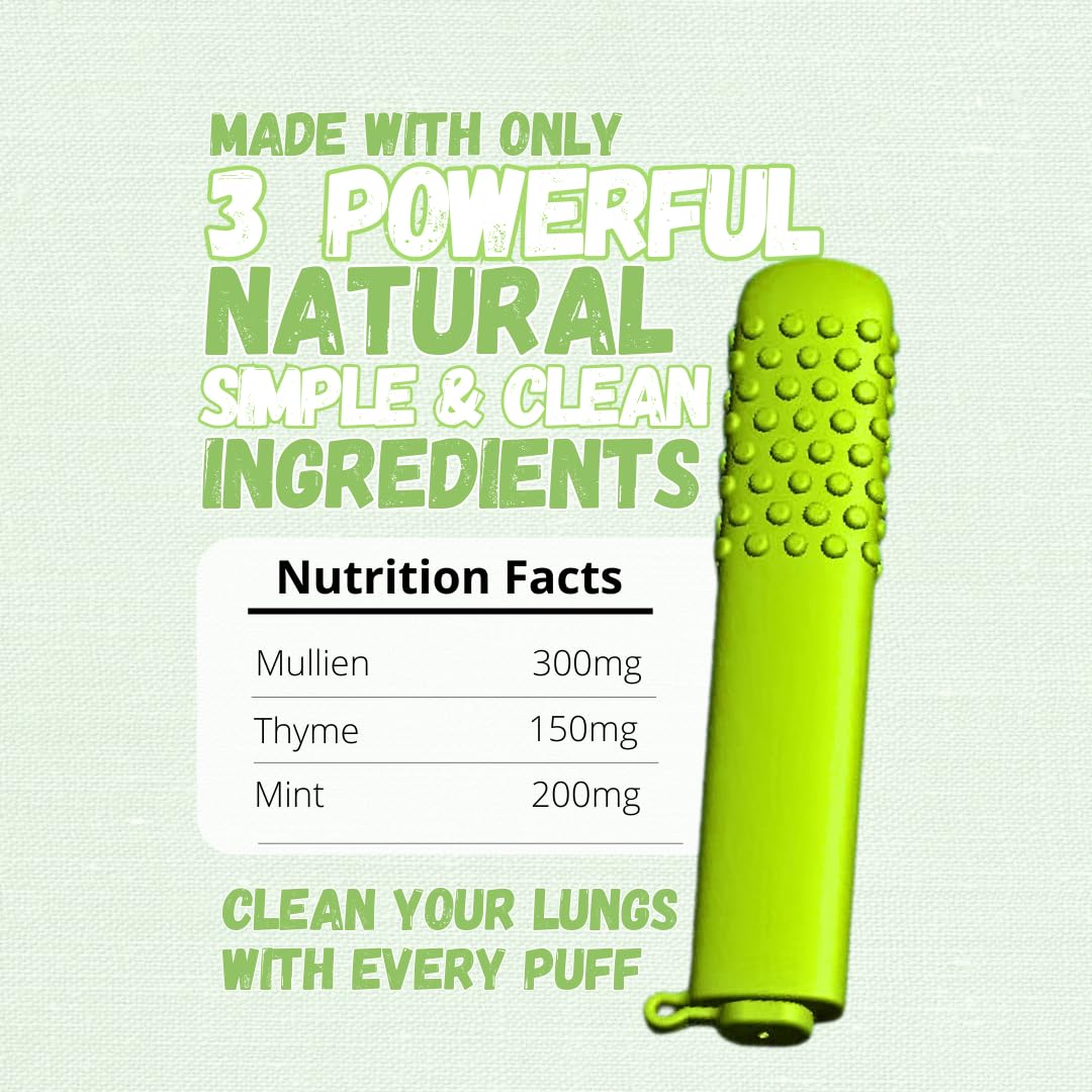 Chewable Breather herbal lung health stick being held to demonstrate its pocket sized bendable portability.