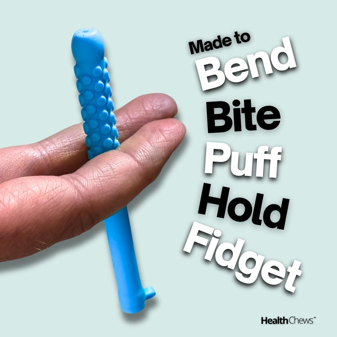 Close-up of the non-electric silicone chewer stick showing the safe chewable tip.
