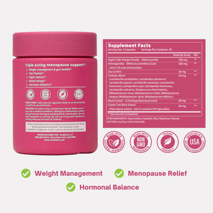 Authentic USA-imported Evabiotic dietary supplement bottle on a clean background.