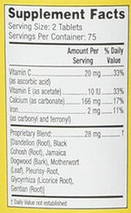 Lydia Pinkham herbal tablets packaging close up shot