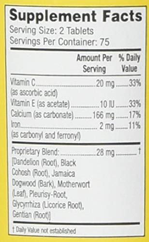 Lydia Pinkham herbal tablets packaging close up shot