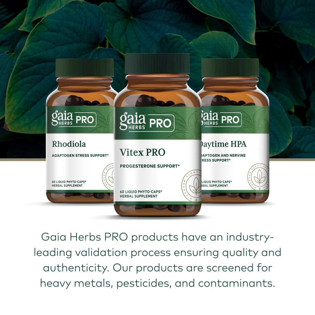 Gaia Herbs Pro Vitex Pro capsule size and texture display
