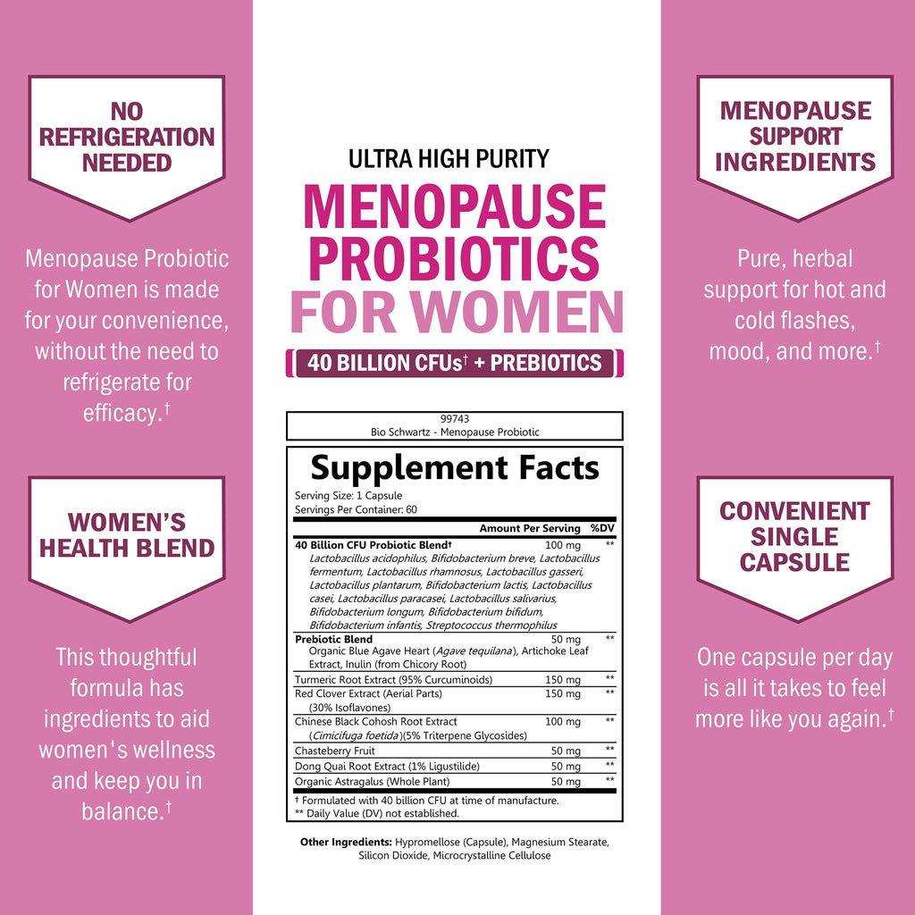 BioSchwartz menopause support capsules bottle with cap