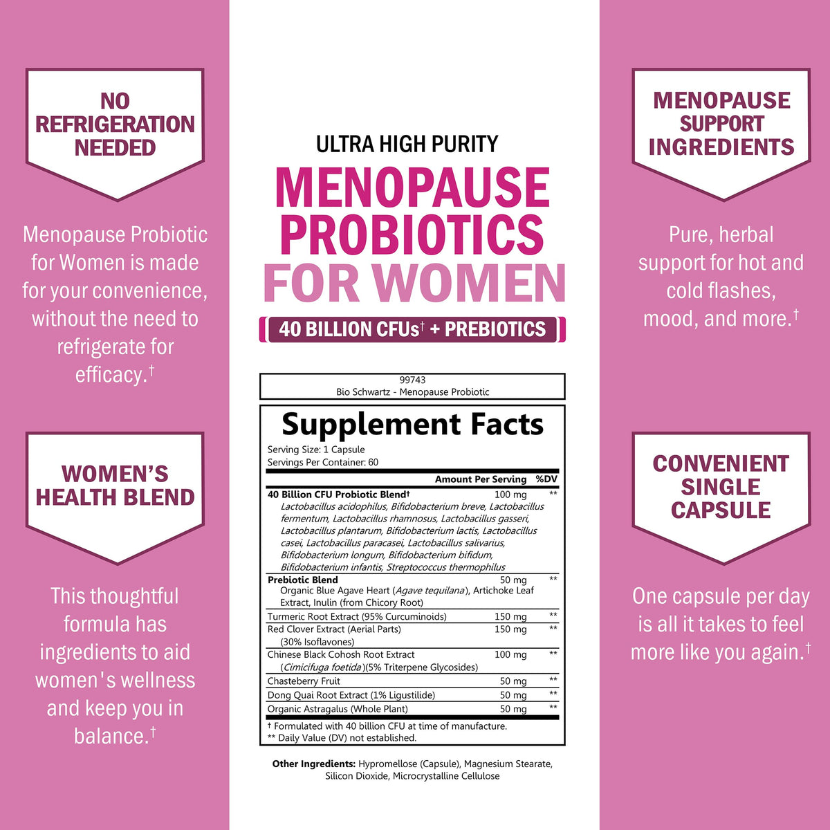 BioSchwartz menopause support capsules bottle with cap