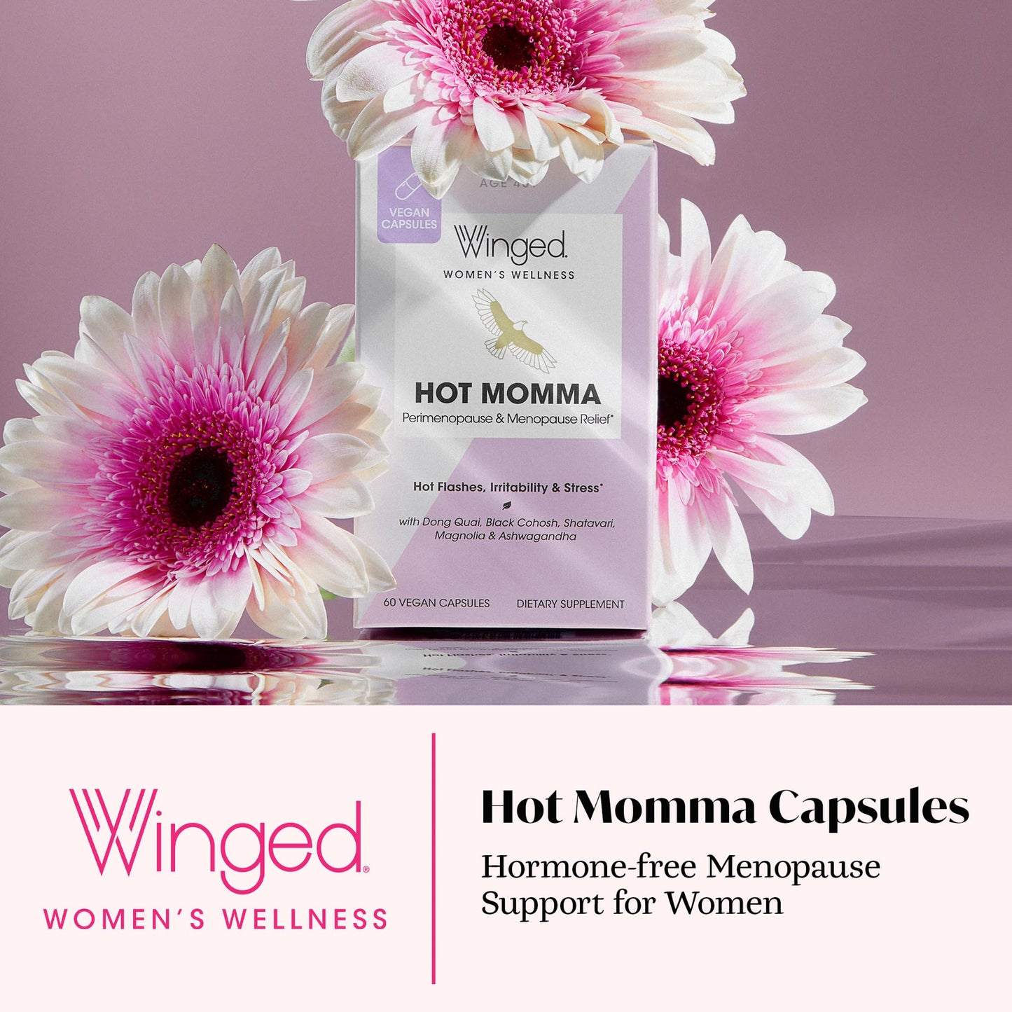 Winged Wellness Hot Momma 60 vegan capsules nutritional facts and herbal ingredient list