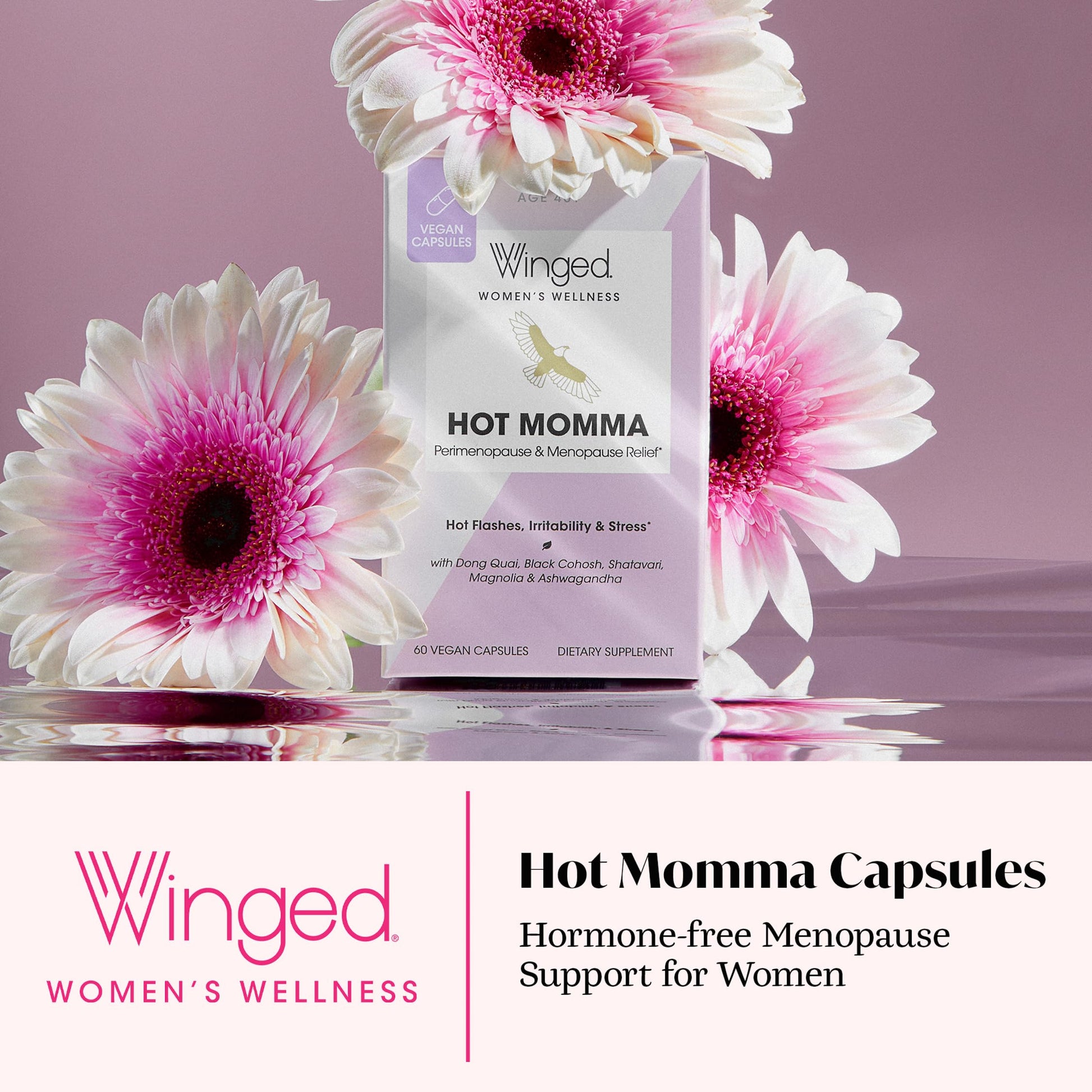 Winged Wellness Hot Momma 60 vegan capsules nutritional facts and herbal ingredient list