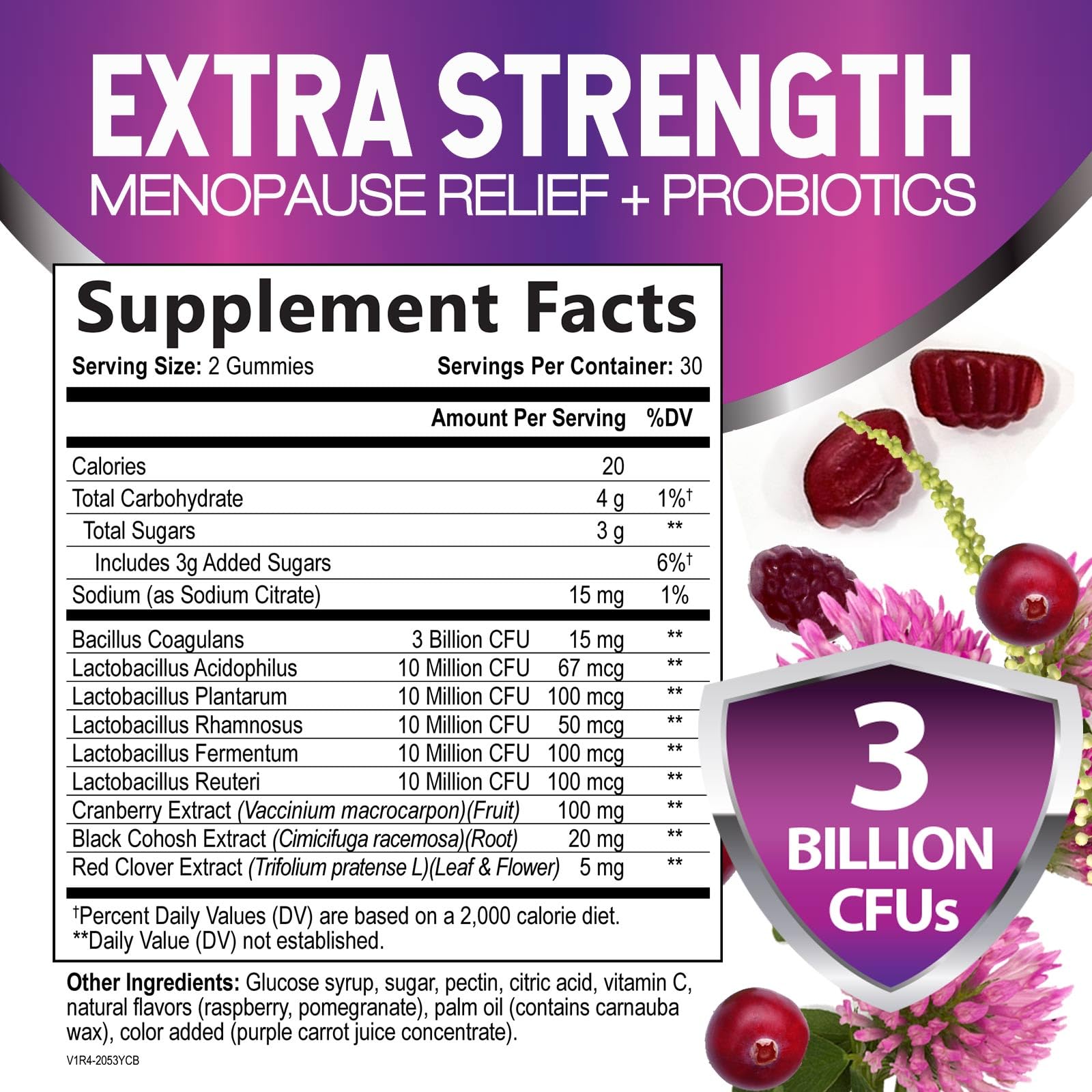 Nature's Nutrition advanced menopause relief formula supplement facts label