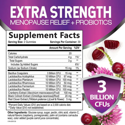 Nature's Nutrition advanced menopause relief formula supplement facts label