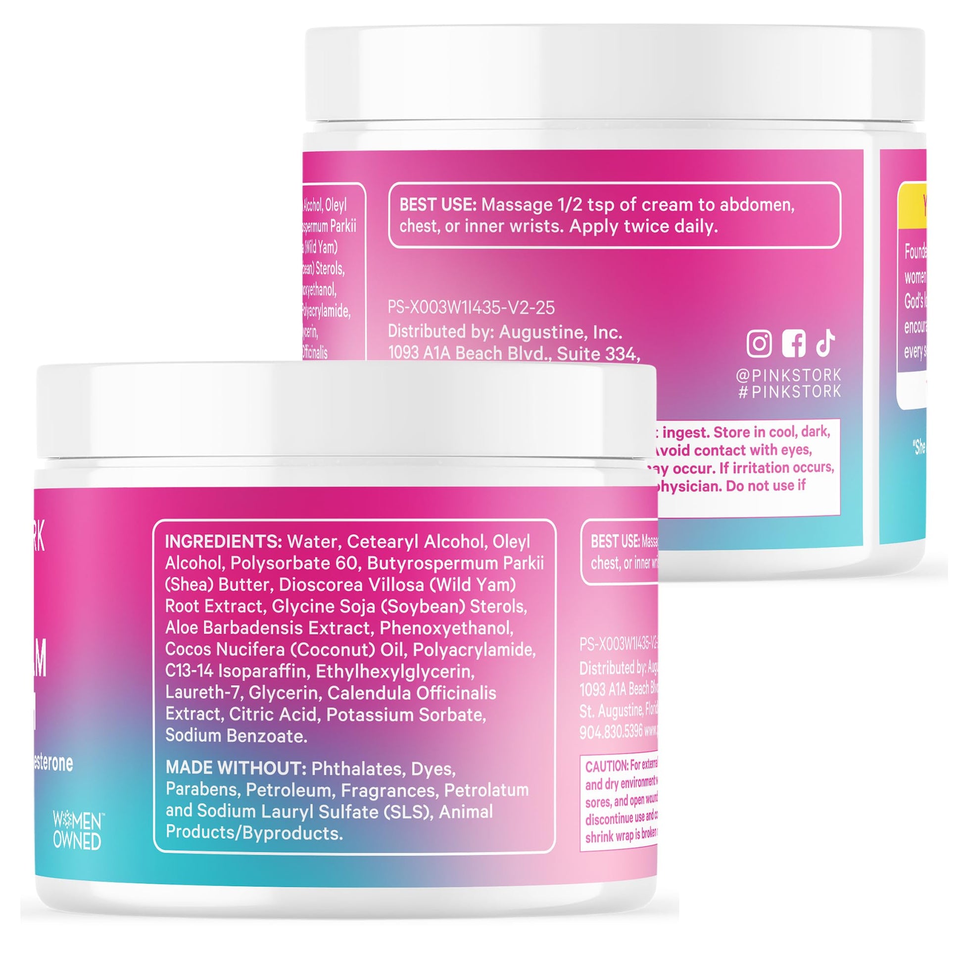 Detailed ingredients label of Pink Stork Wild Yam Cream