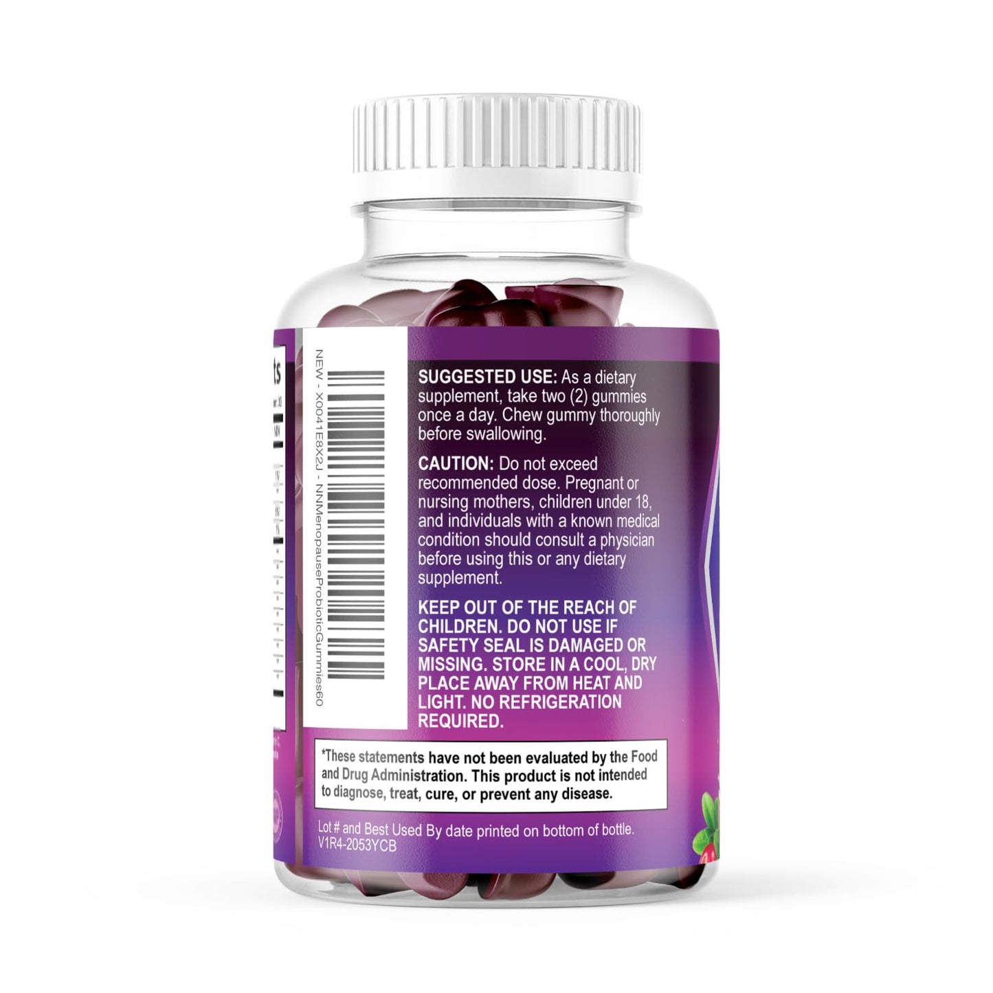Nature's Nutrition dietary supplement bottle displaying 60 raspberry gummies