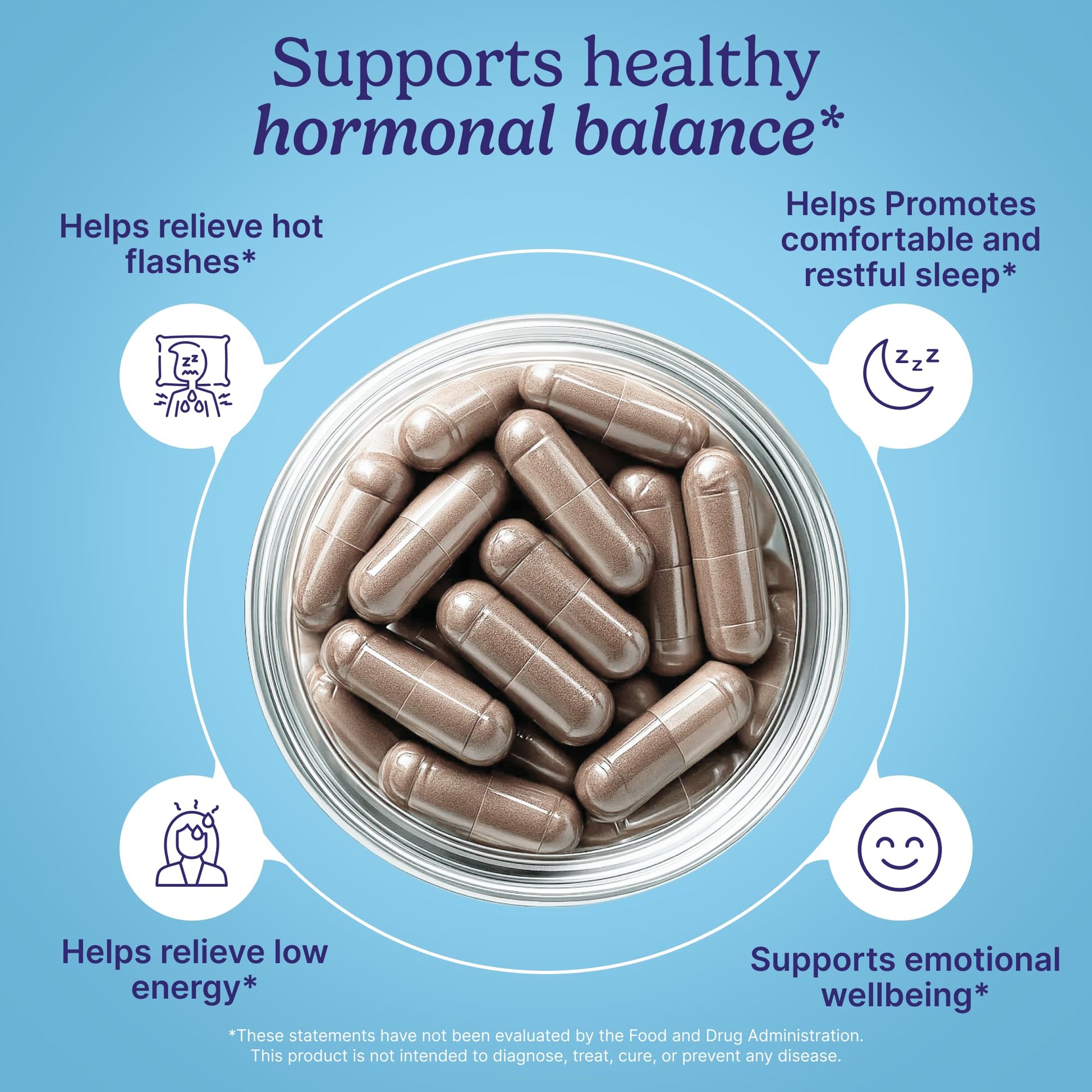 Supplement facts label on Santo Remedio Hormonal Balance bottle showing siberian rhubarb and DIM