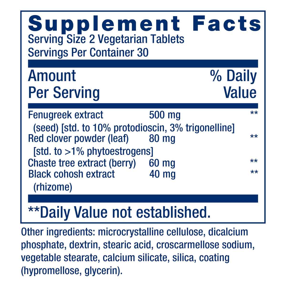 Life Extension Estrogen Balance Elite ingredient details panel