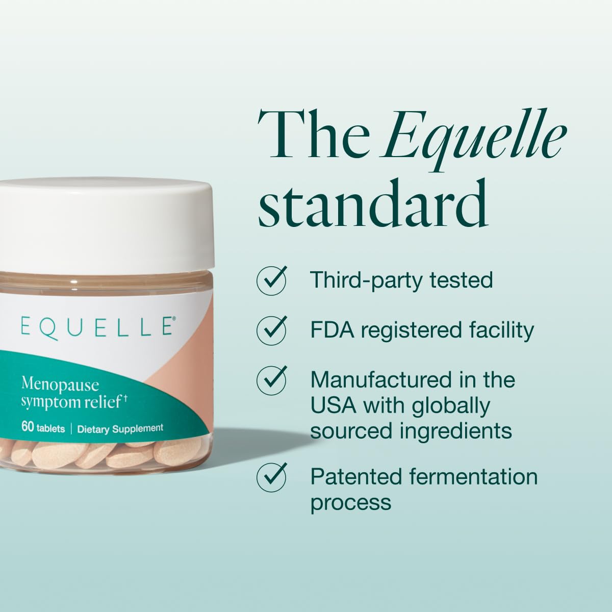Equelle 60 count supplement bottle angled view