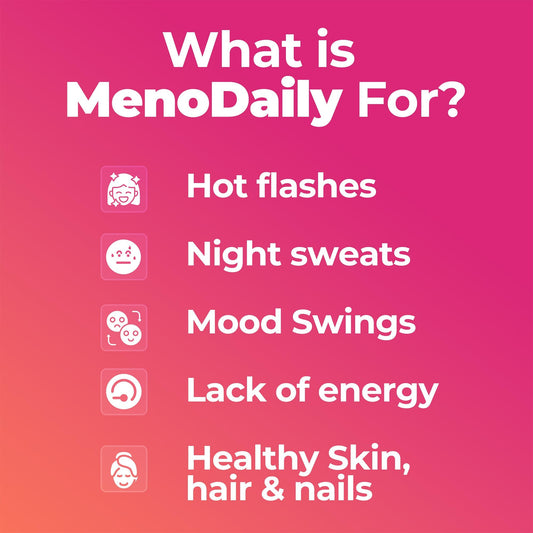 Happy Mammoth Meno Daily 72 capsules nutrition facts label showing plant based ingredients.