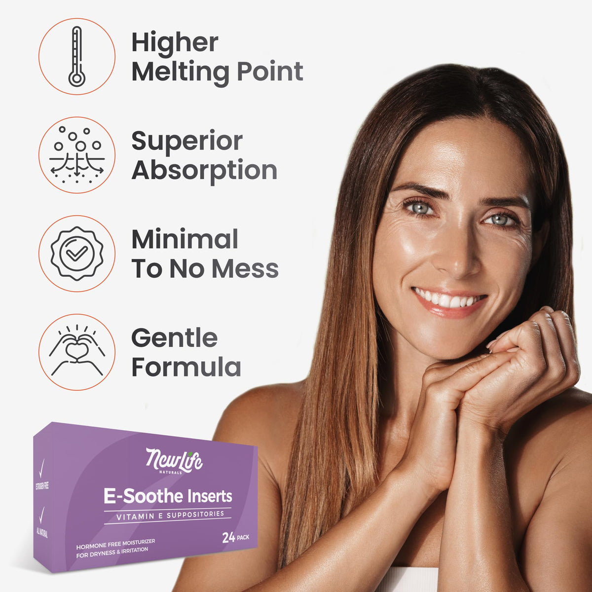 NewLife Naturals ESoothe inserts box showing ingredient details