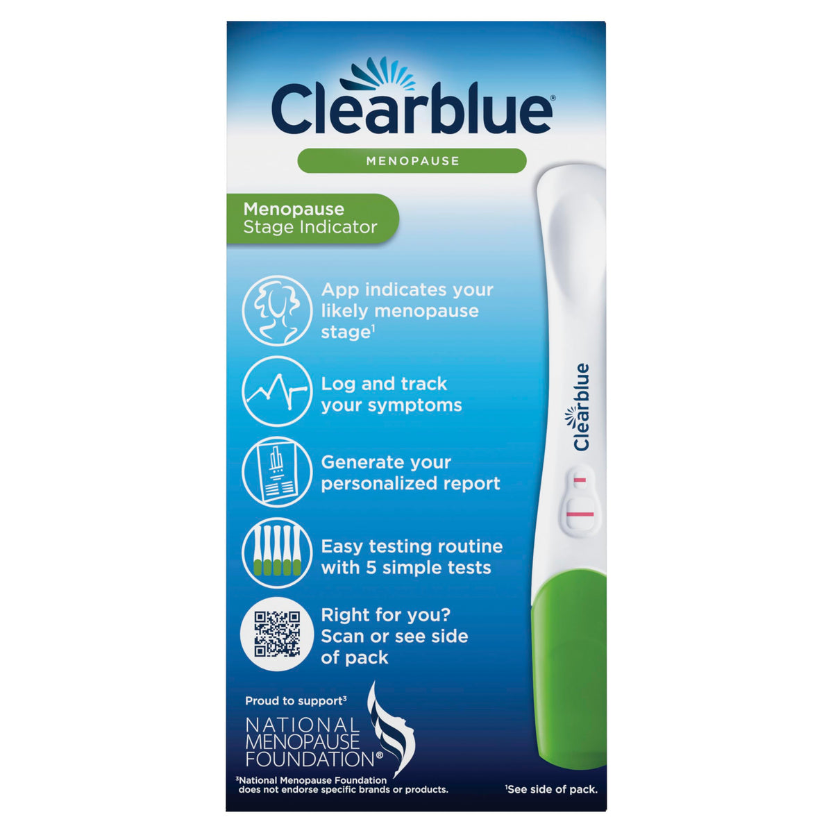 Clearblue Menopause Stage Indicator packaging back view