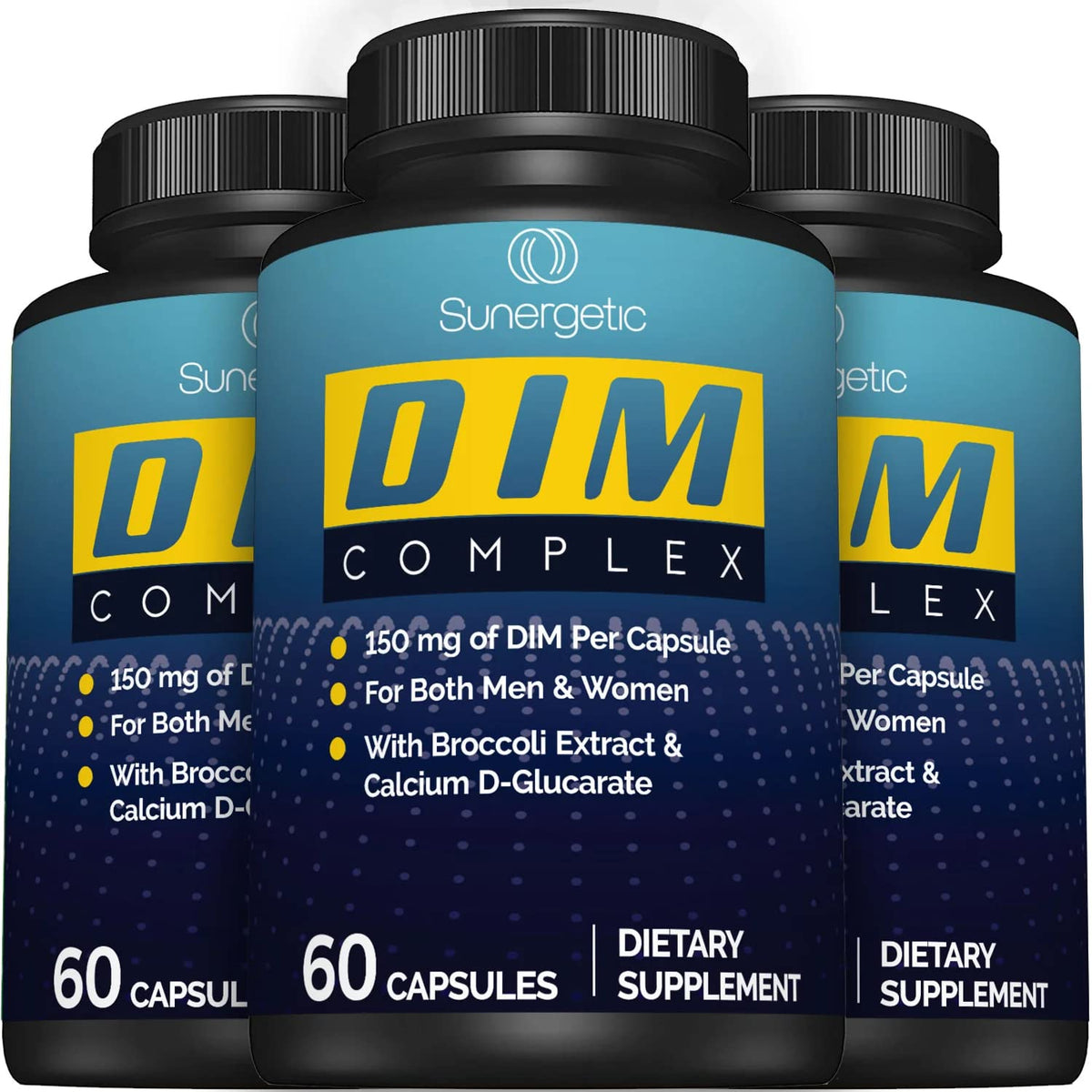 Lifestyle presentation of Sunergetic DIM supplement for men and women