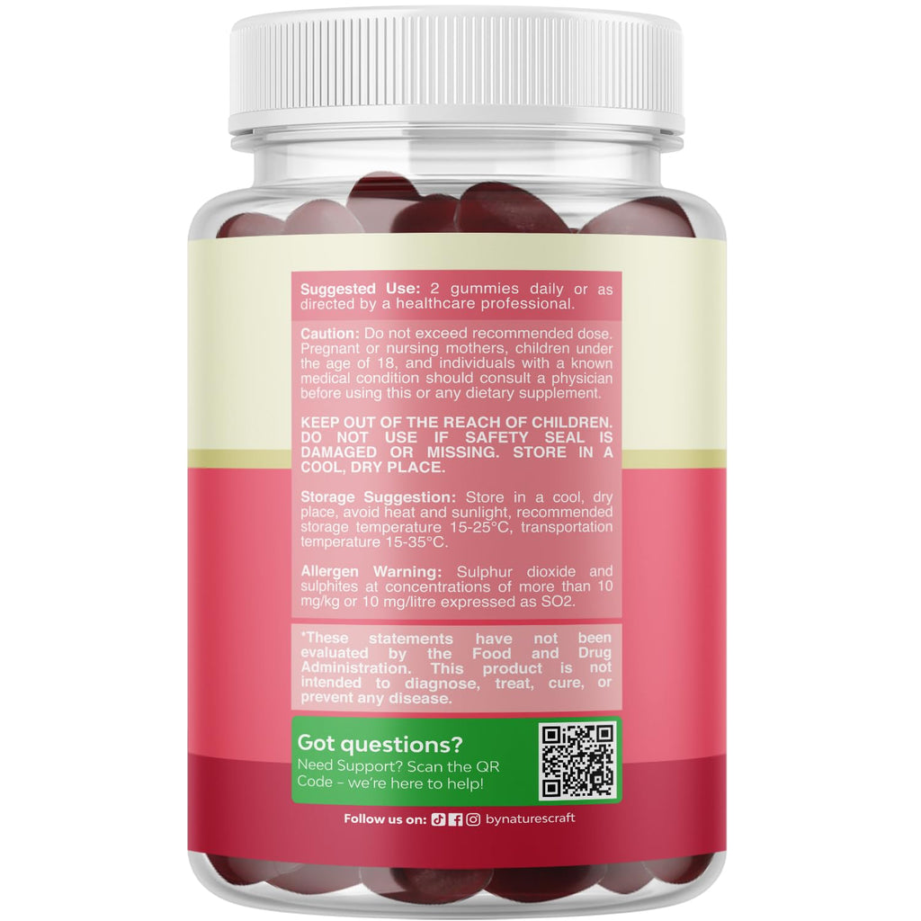 Nature's Craft Hormone Balance Gummies ingredient label details