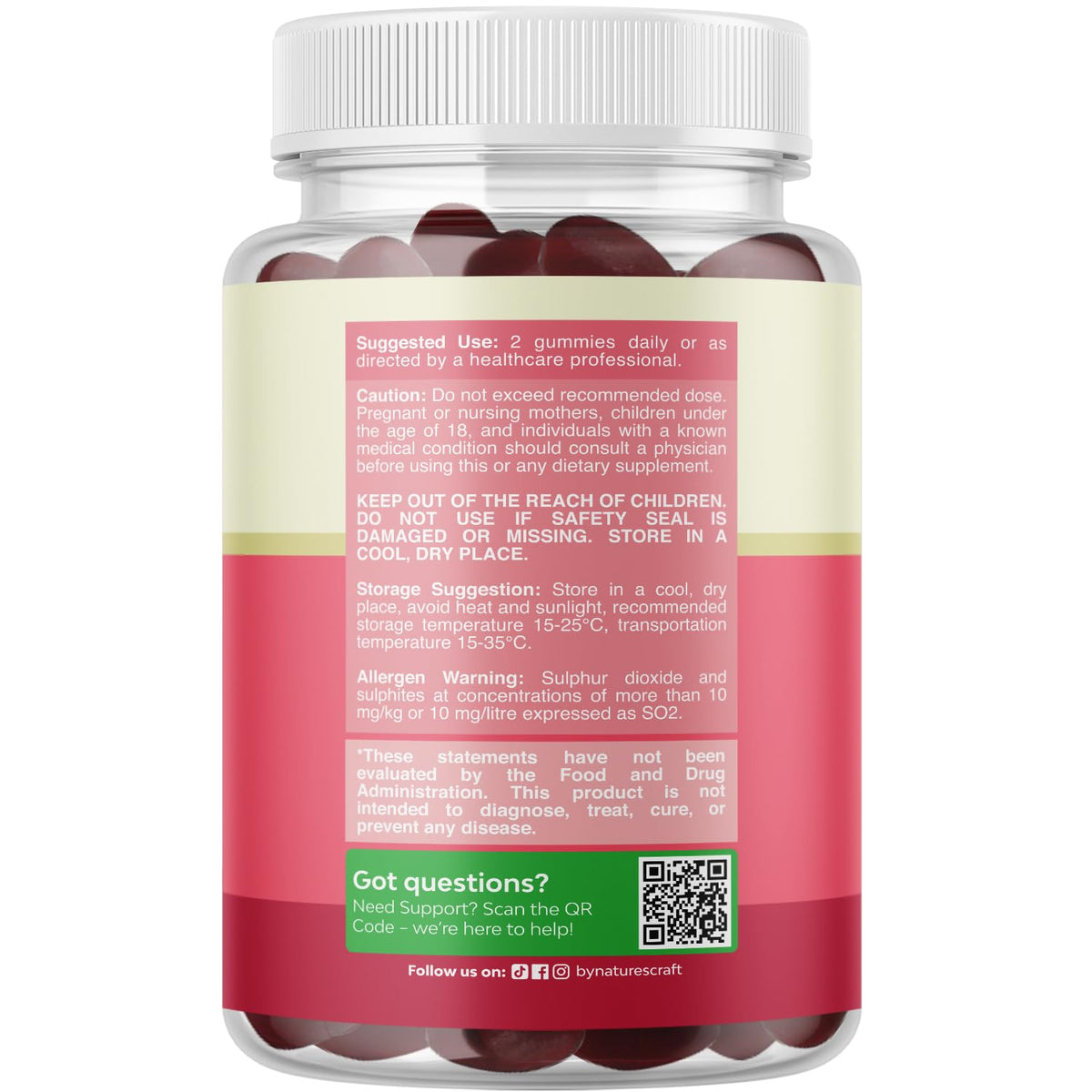 Nature's Craft Hormone Balance Gummies ingredient label details