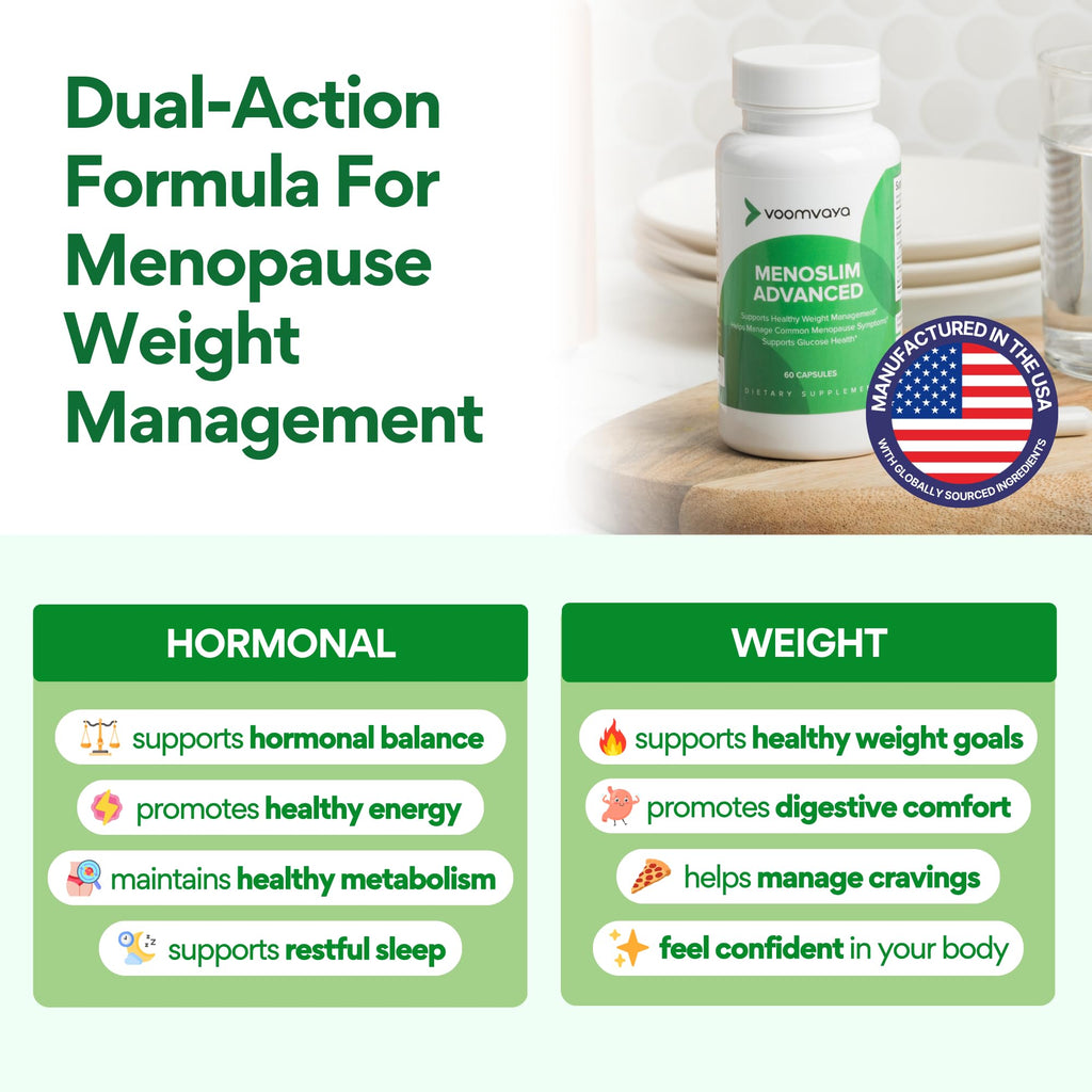 VoomVaya MenoSlim Advanced ingredients and nutritional information panel