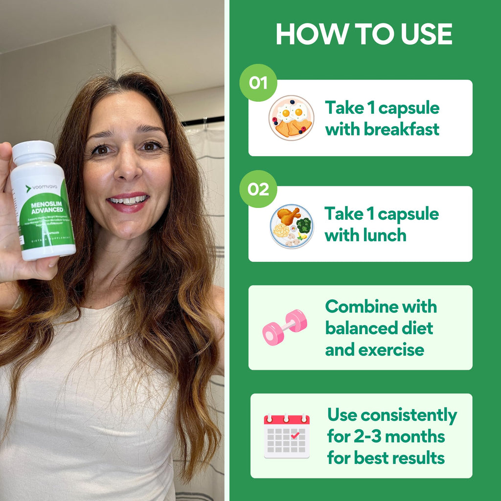 VoomVaya MenoSlim Advanced bottle lifestyle and health concept