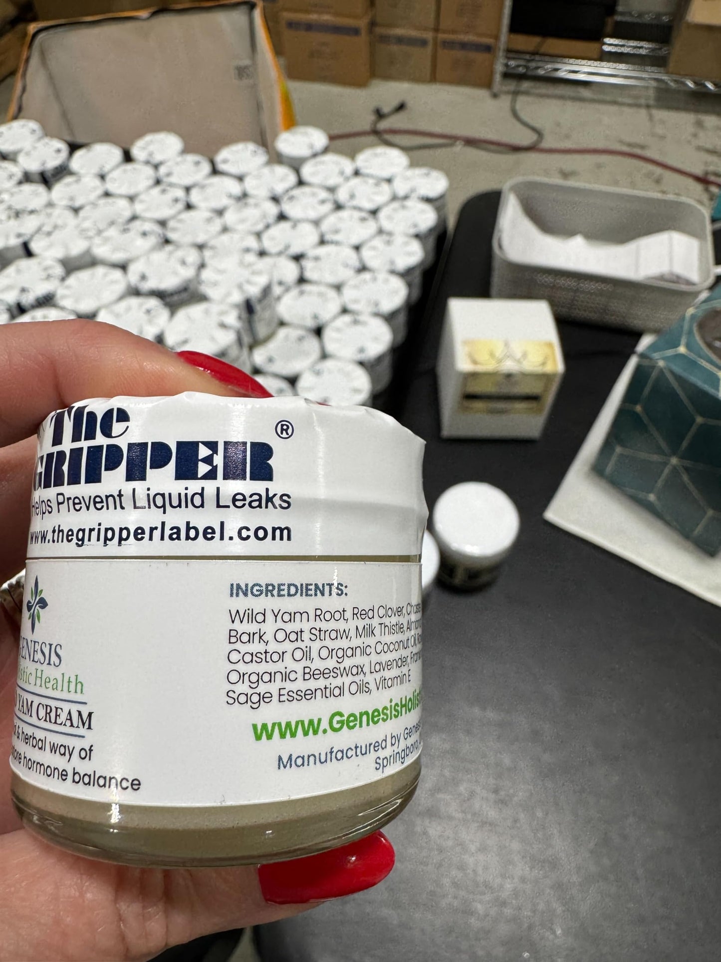 Texture shot of fast absorbing non greasy organic wild yam root cream for topical application
