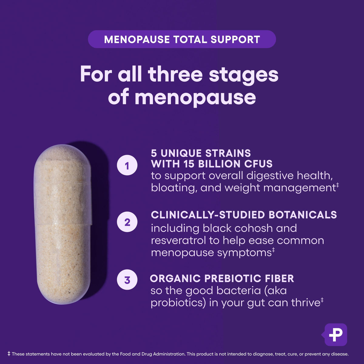 Physician's Choice Menopause Probiotic Supplement nutrition and facts label