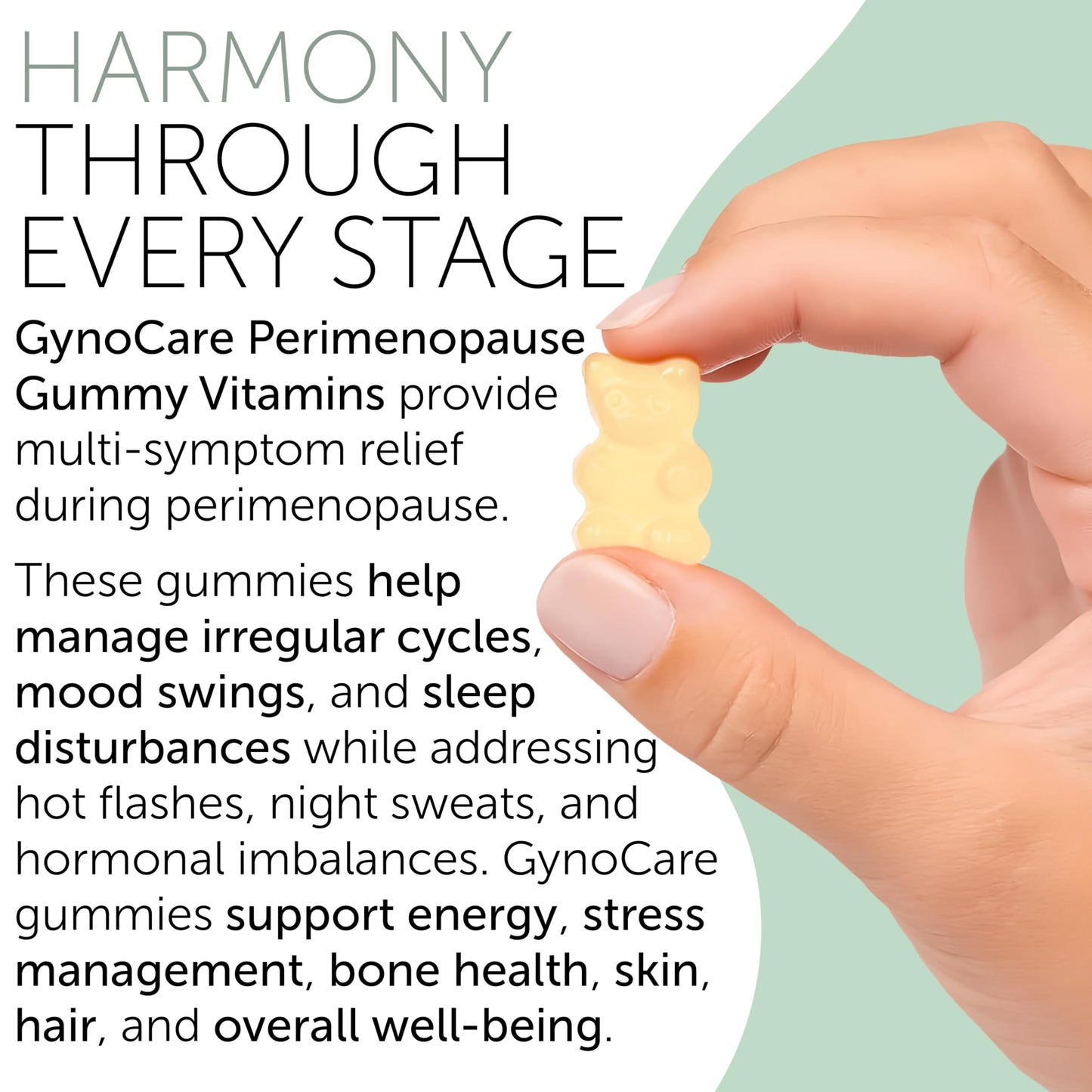 Terramed Just Think Comfort hormone-free perimenopause support gummies close-up view highlighting chewable texture