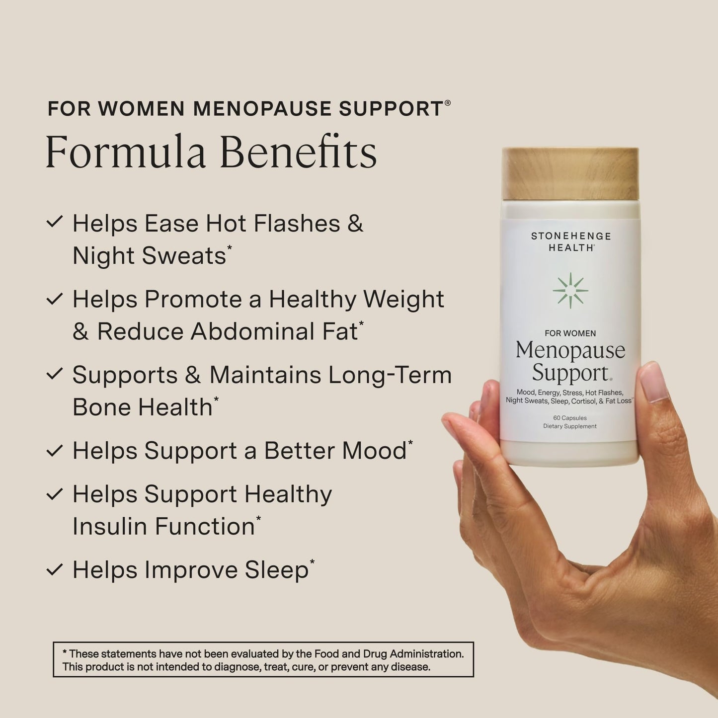 Stonehenge Health Menopause capsules supplement facts label detail