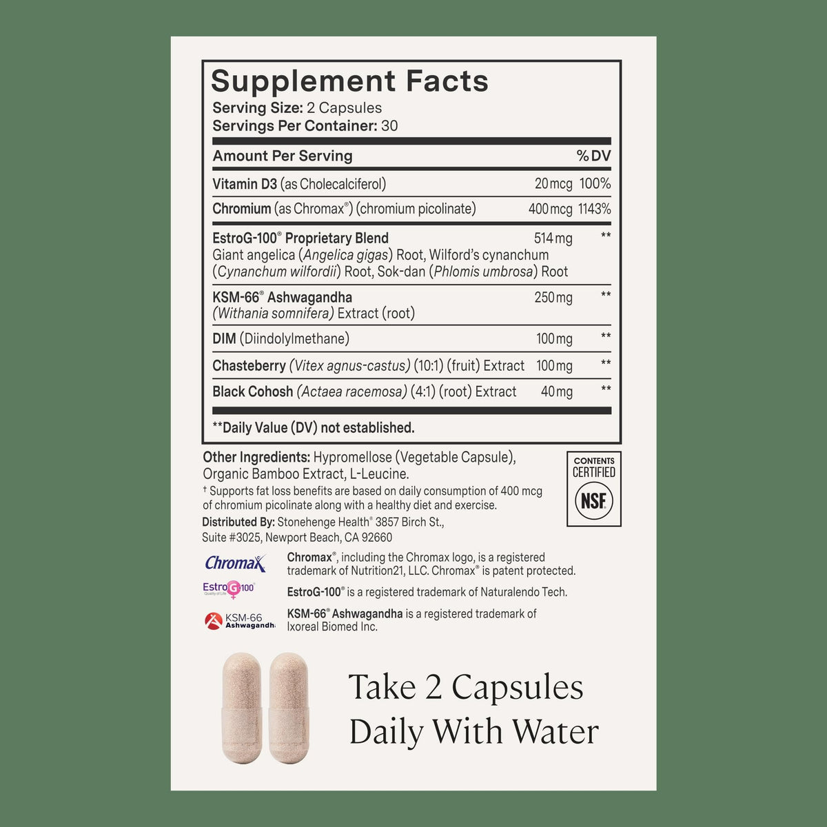 Stonehenge Health Dietary Supplement Bottle With Wooden Cap
